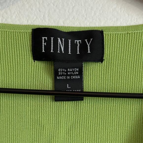 Vintage FINITY Lime Green Button Detail V-Neck Sleeveless Knit Top  L Stretch - Picture 6 of 8